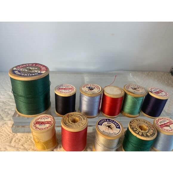 Vintage Sewing Thread wood Spool set of 11 #18 - Picture 2 of 9